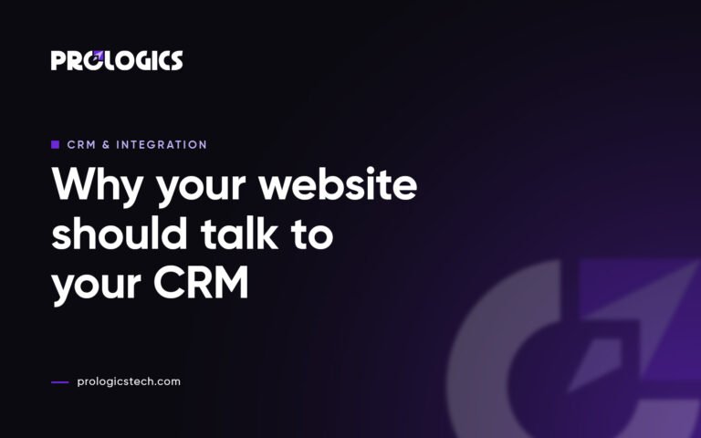 A website contact form connected by a line to a CRM dashboard